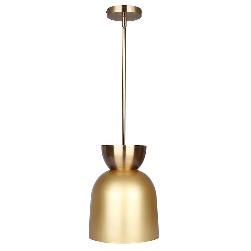 AUREA 60-Watt 1 Light Gold Mid Century Modern Pendant with Gold Metal Shade
