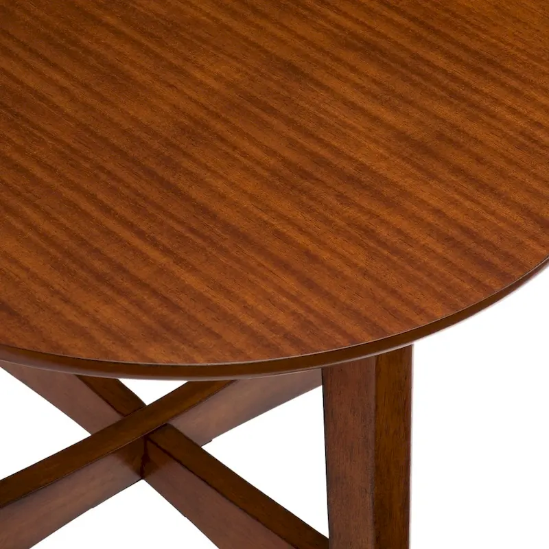 Round Midcentury Modern Wood Side Table