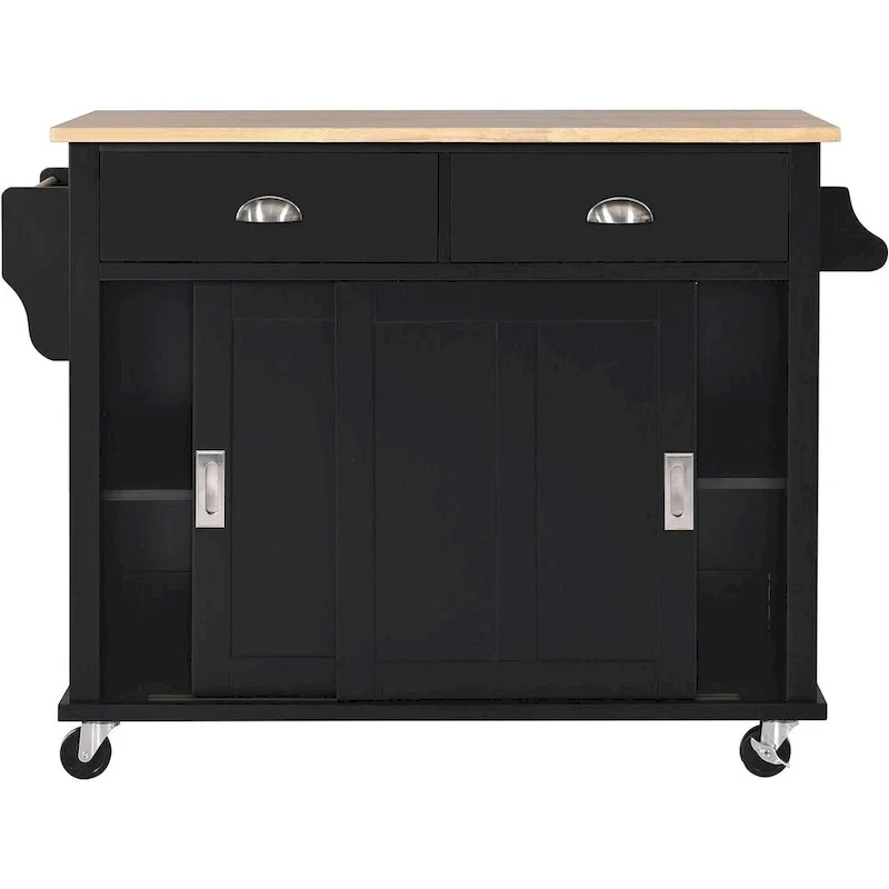 Kitchen Island Cart with Wheels Drop-Leaf Countertop
