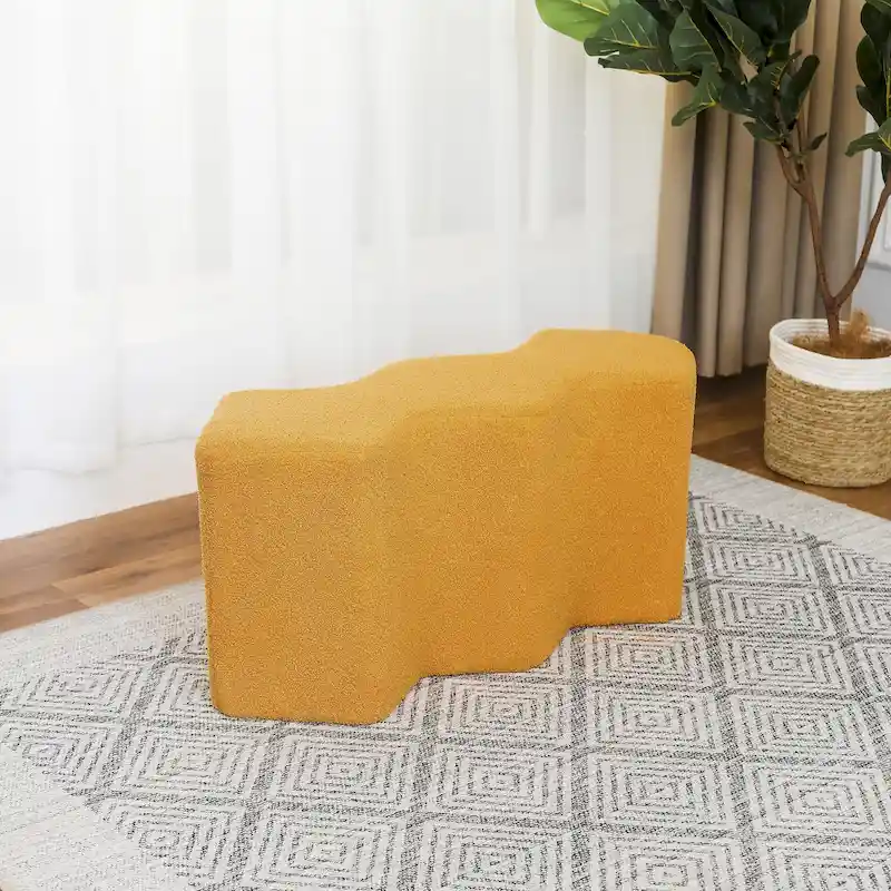Adeco 35 Long Ottoman Bench Velvet Polygon Foot Stool