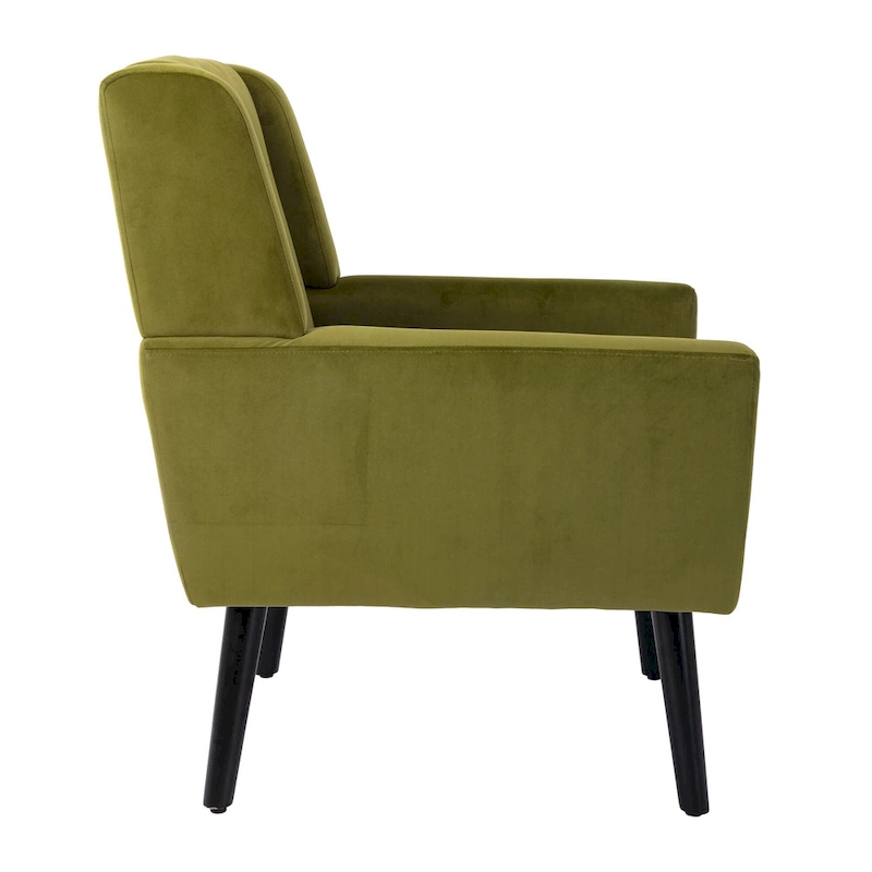 Green Velvet 29.53 Upholstered Tufted Accent Chair with Solid Black Wood Legs
