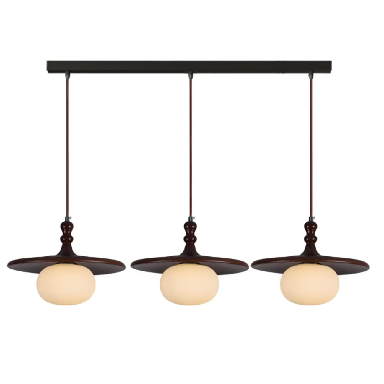 Modern Wood Disc Shape Adjustable Kitchen Island Pendant Light