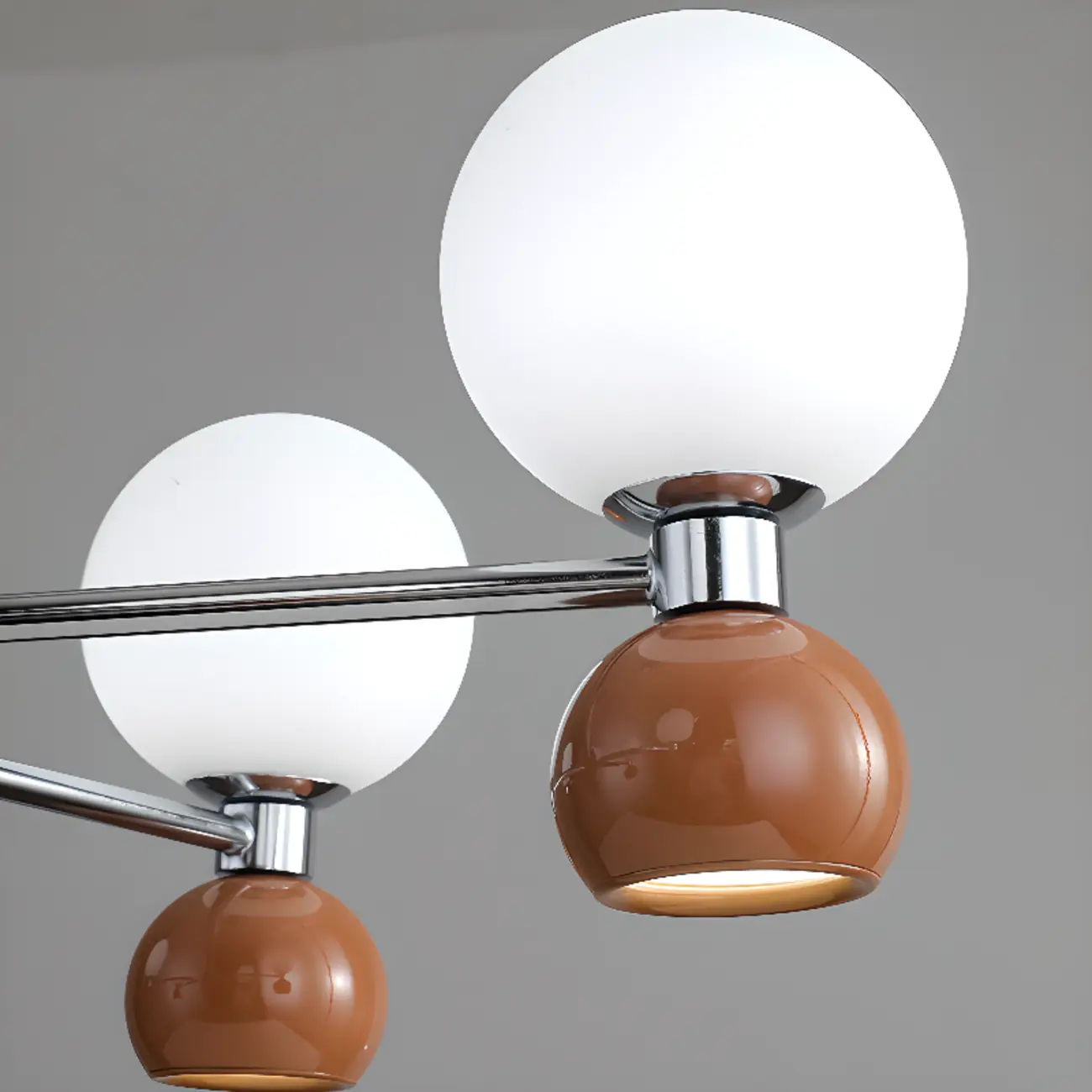 Modern Style White Globe Chandelier with Metal Frame