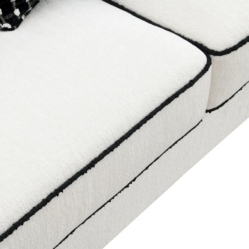 Furniture of America Anastasia White Chenille Sofa with Accent Pillows