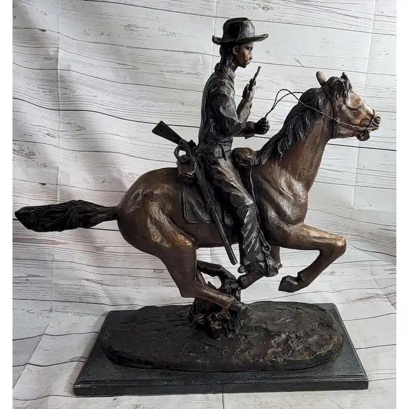Trooper Of The Plains Frederic Remington Bronze Western Art Sculpture 22 Inches X 21 Inches