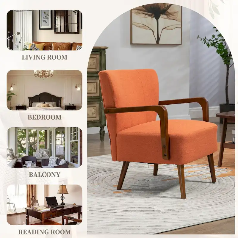 Modern chairs in the living room, wooden frame armchairs