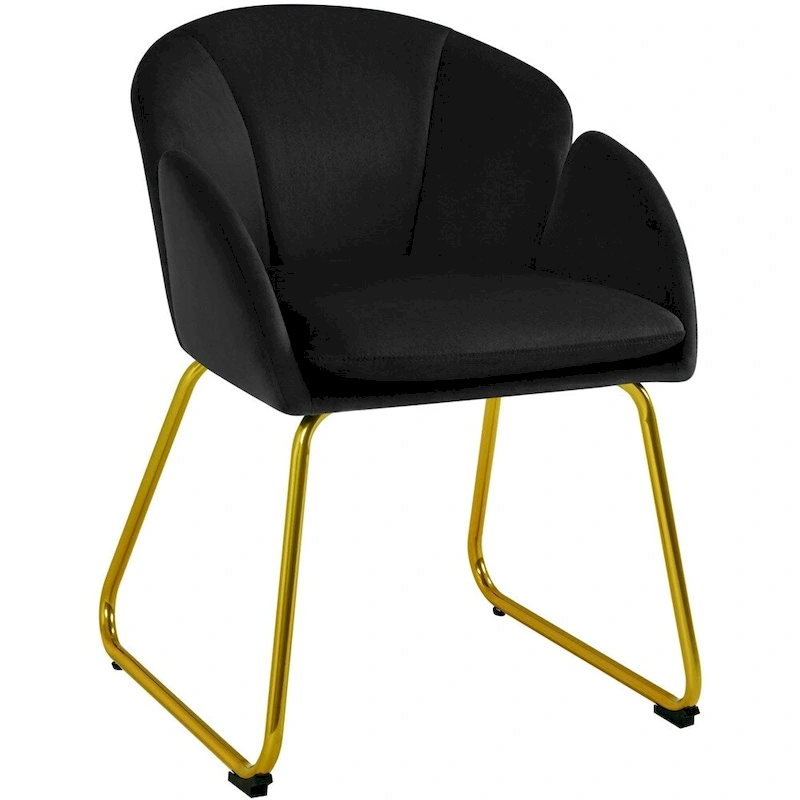 Yaheetech Flower Shape Velvet Armchair Accent Chair with Golden Metal Legs