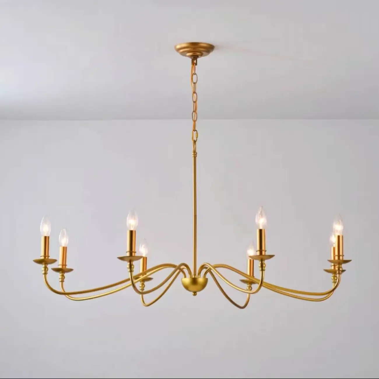 Simple Linear Gold Metal Candelabra Chandelier