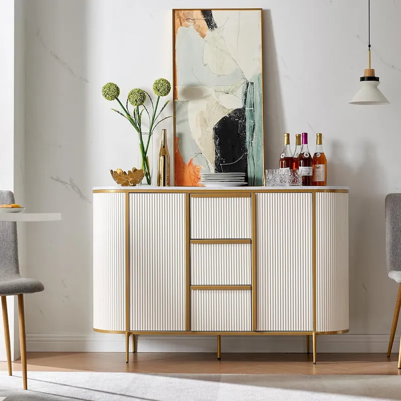 54 Modern Fluted Buffet Cabinet, Buffet Table, Coffee/Wine Bar