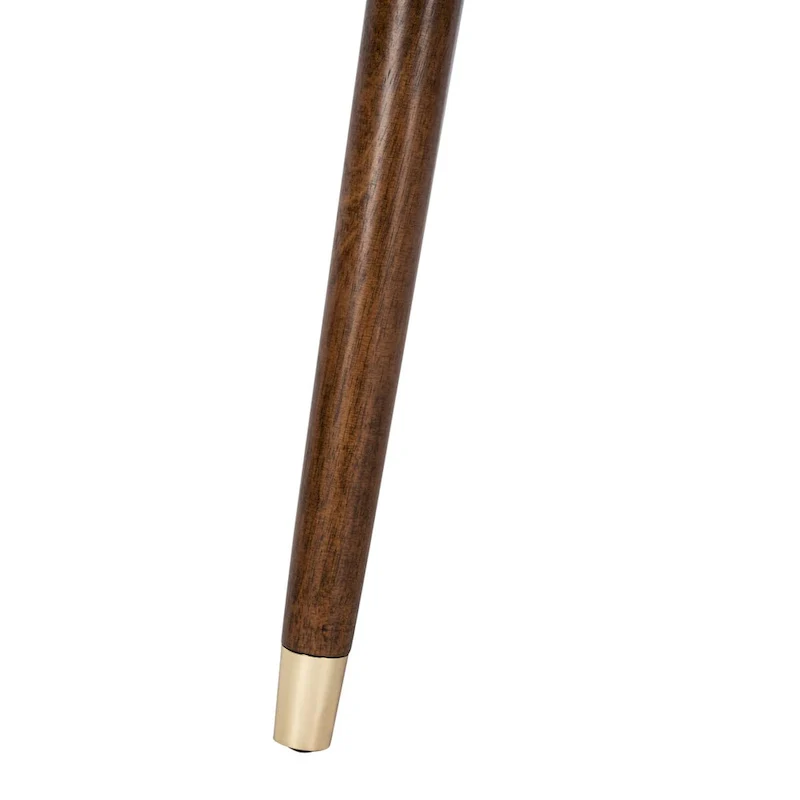 Mid-Century End Table with Brass Caps – Navy / White / Brown, Dark Wood, Single