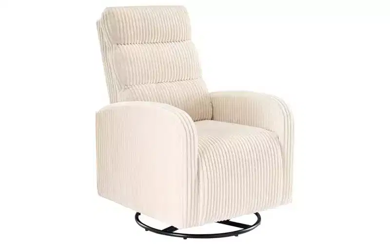 TUYOHW Rotating Rocking Chair,High-Back Corduroy Sofa Chair with Thickened Cushion,Swivel Lounge Chair for Nursery,Living Room,Bedroom