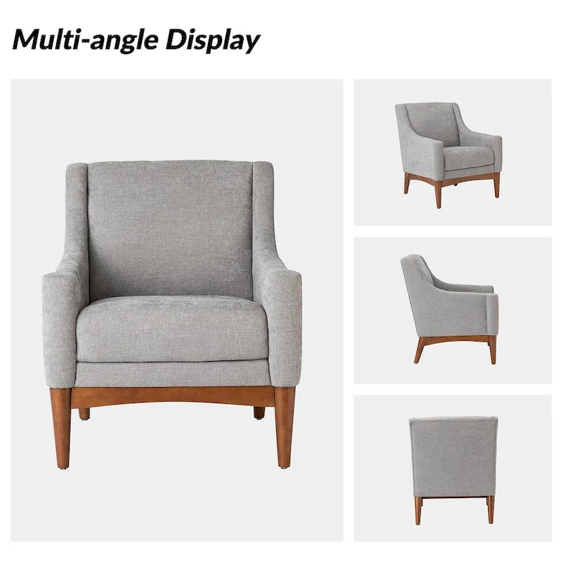 Francis Mid-century Modern Upholstered Armchair with Sloped Arms and Solid Wood Legs by HULALA HOME
