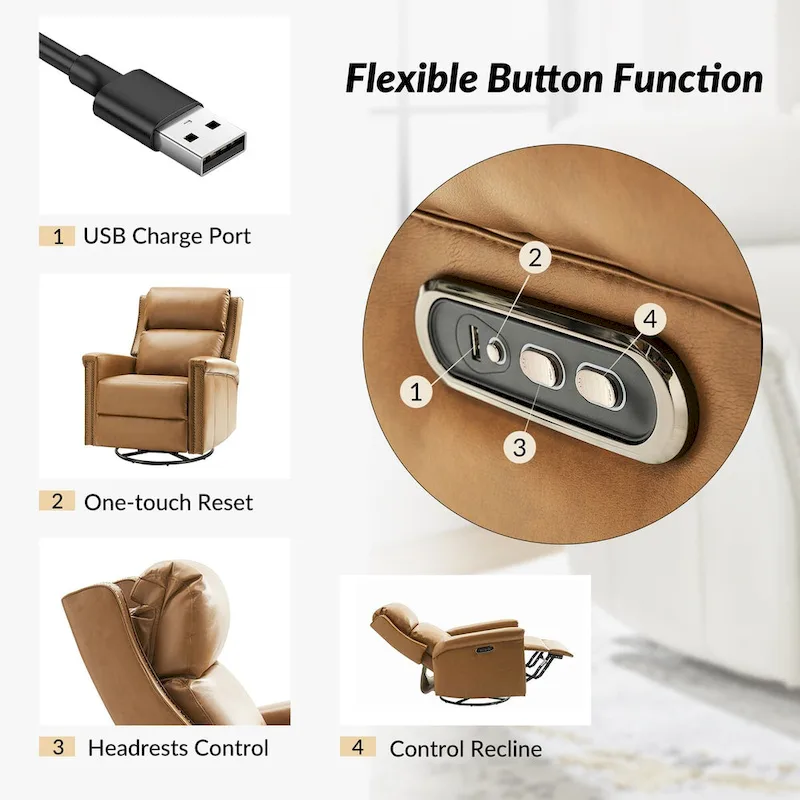 Tobias Traditional Swivel And Rocker Power Recliner Set of 2 by HULALA HOME