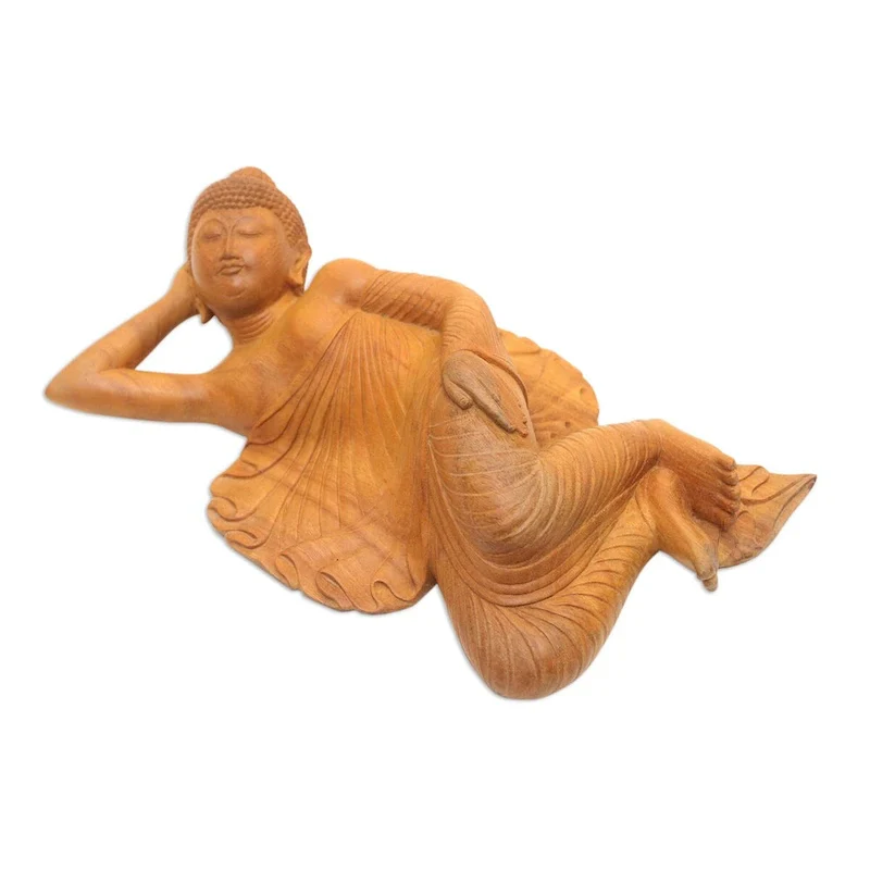 Novica Handmade Buddha At Peace Wood Sculpture