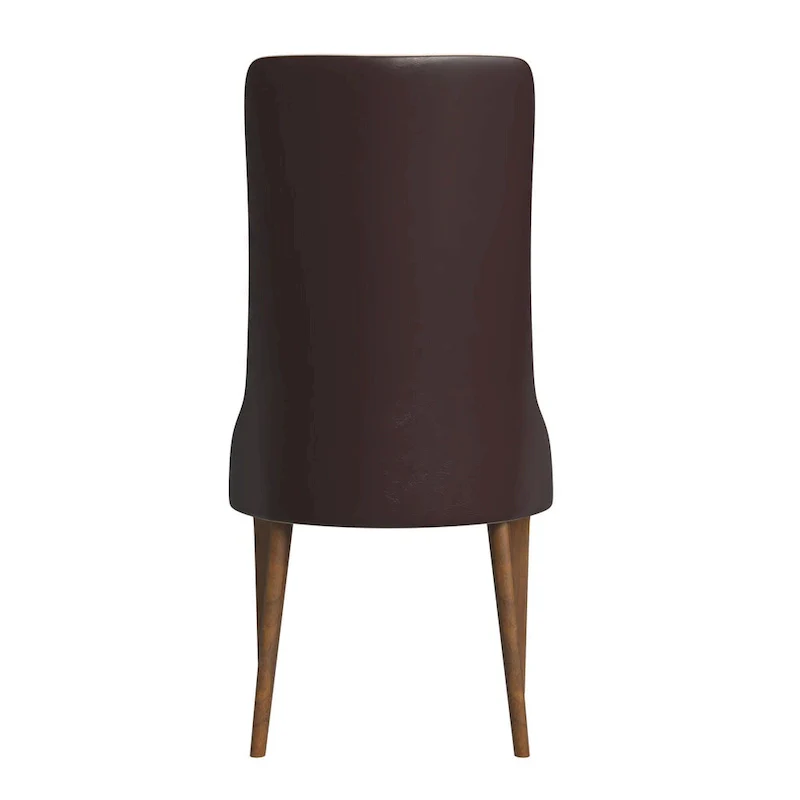 High-Back Dining Chair Upholstered in Leather with Ash Wood Legs Elm Collection