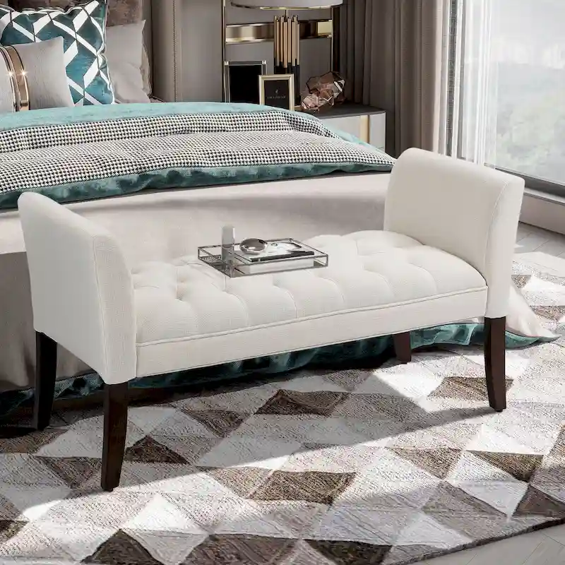 HOMCOM End of Bed Bench with Button Tufted Design, Upholstered Bench