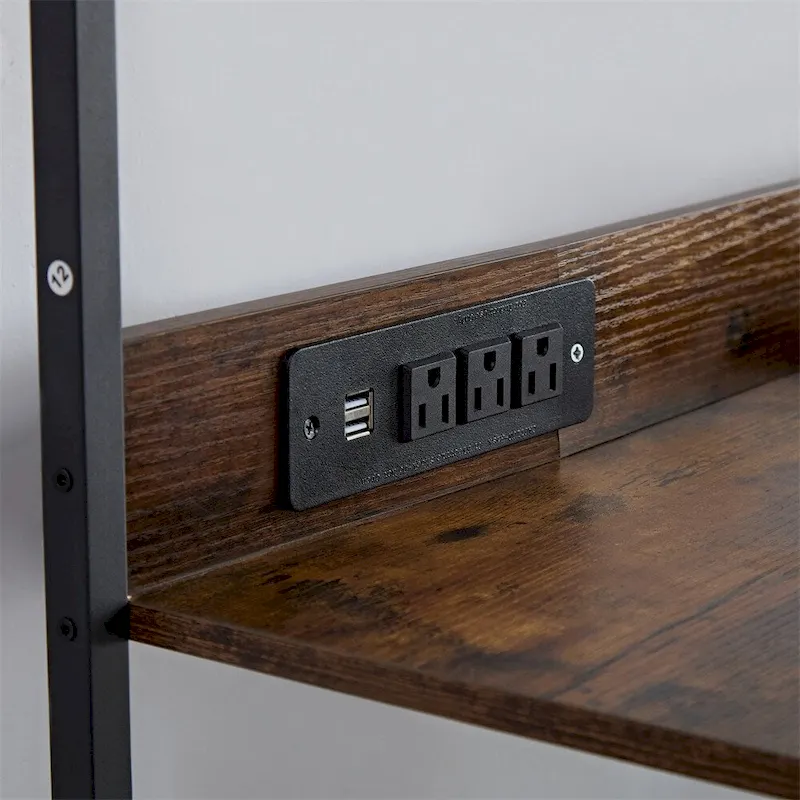 3-Tiers Buffet Cabinet with LED Strip and Glass Holder,Power Outlet