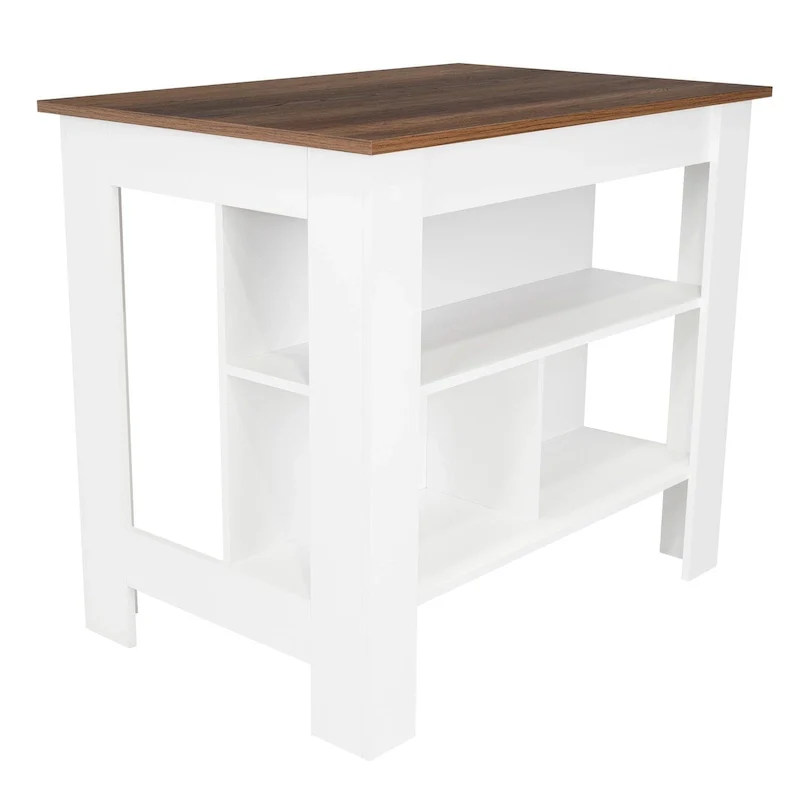 3-Shelf Wooden Casual Kitchen Island