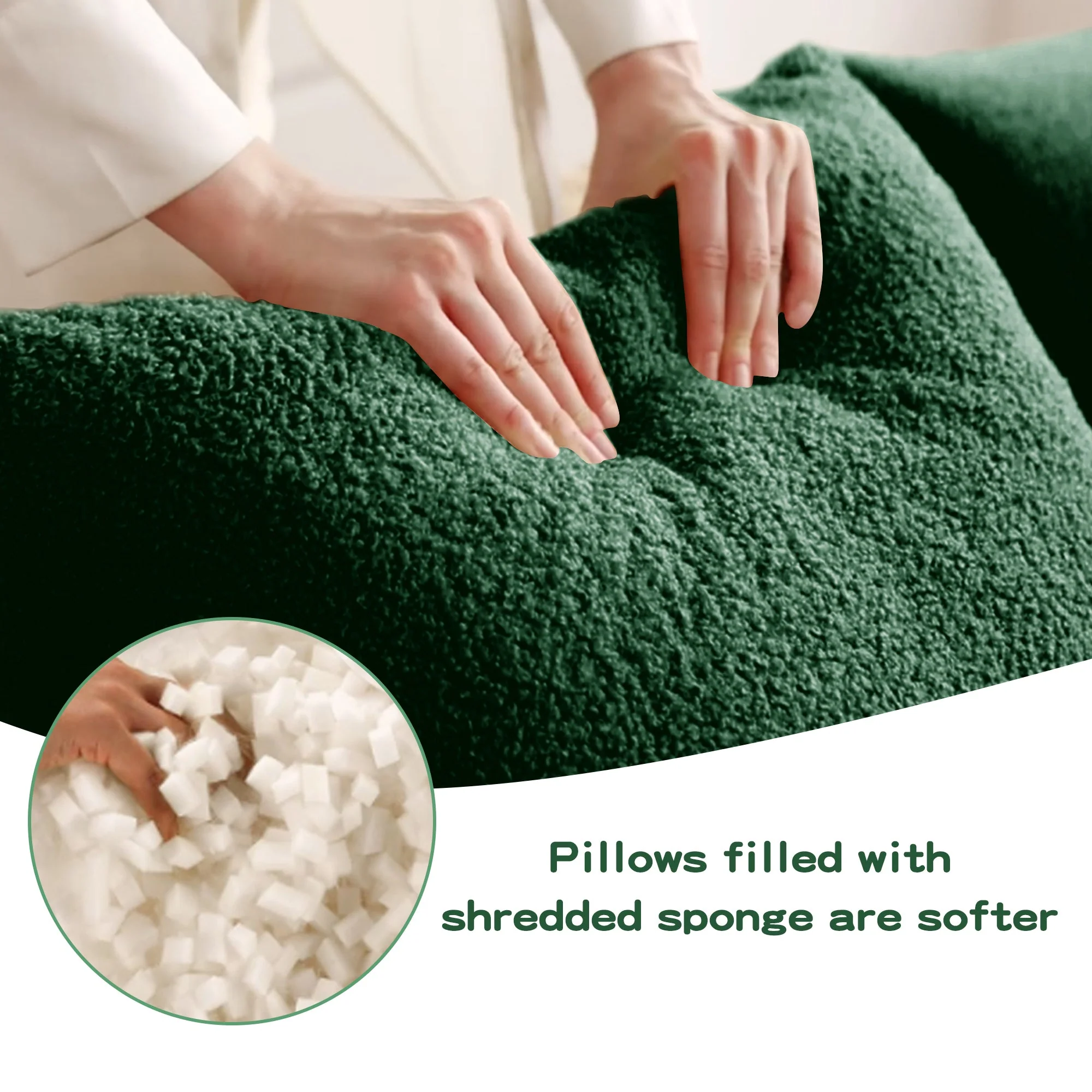 Curved Ergonomic Design L-Shaped Teddy Loveseat Sofa