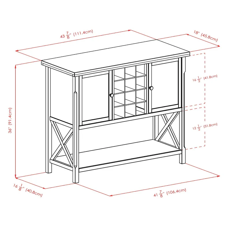 Xola Buffet Cabinet, Cappuccino - 43.8W x 18D x 35.9H