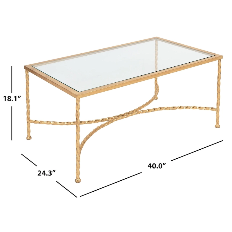 SAFAVIEH Couture Sedighe Glass Coffee Table - 40 W x 24 D x 18 H - 40W x 24D x 18H