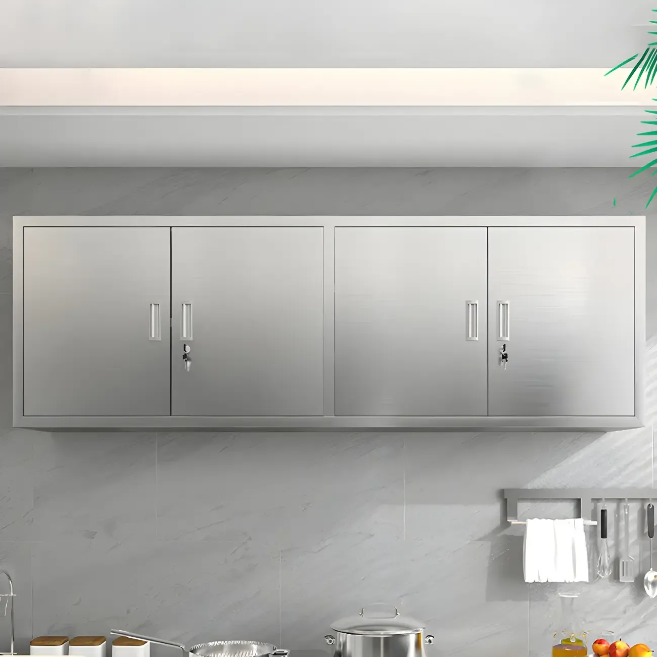 Adjustable Stainless Steel Wall-Mounted China Cabinet