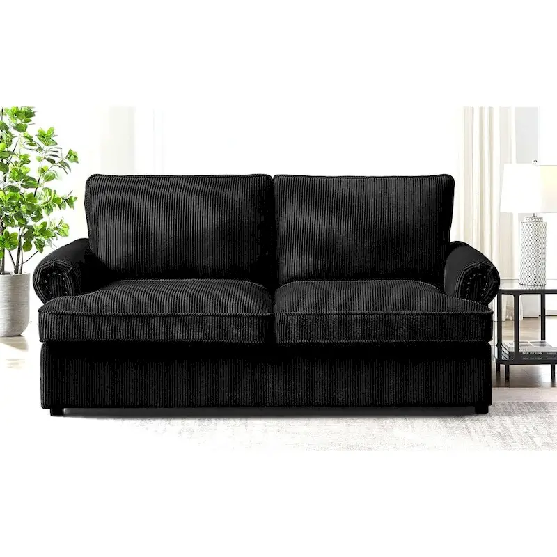 Viviana 76 inch Polyester Round Arm Sleeper Sofa