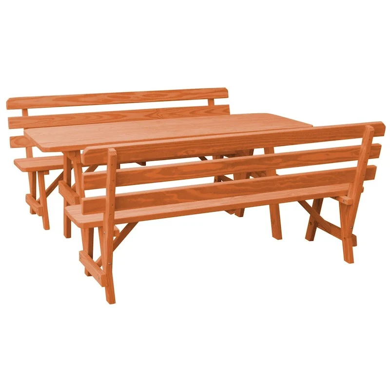 Pine 8' Picnic Table with 2 Backed Benches