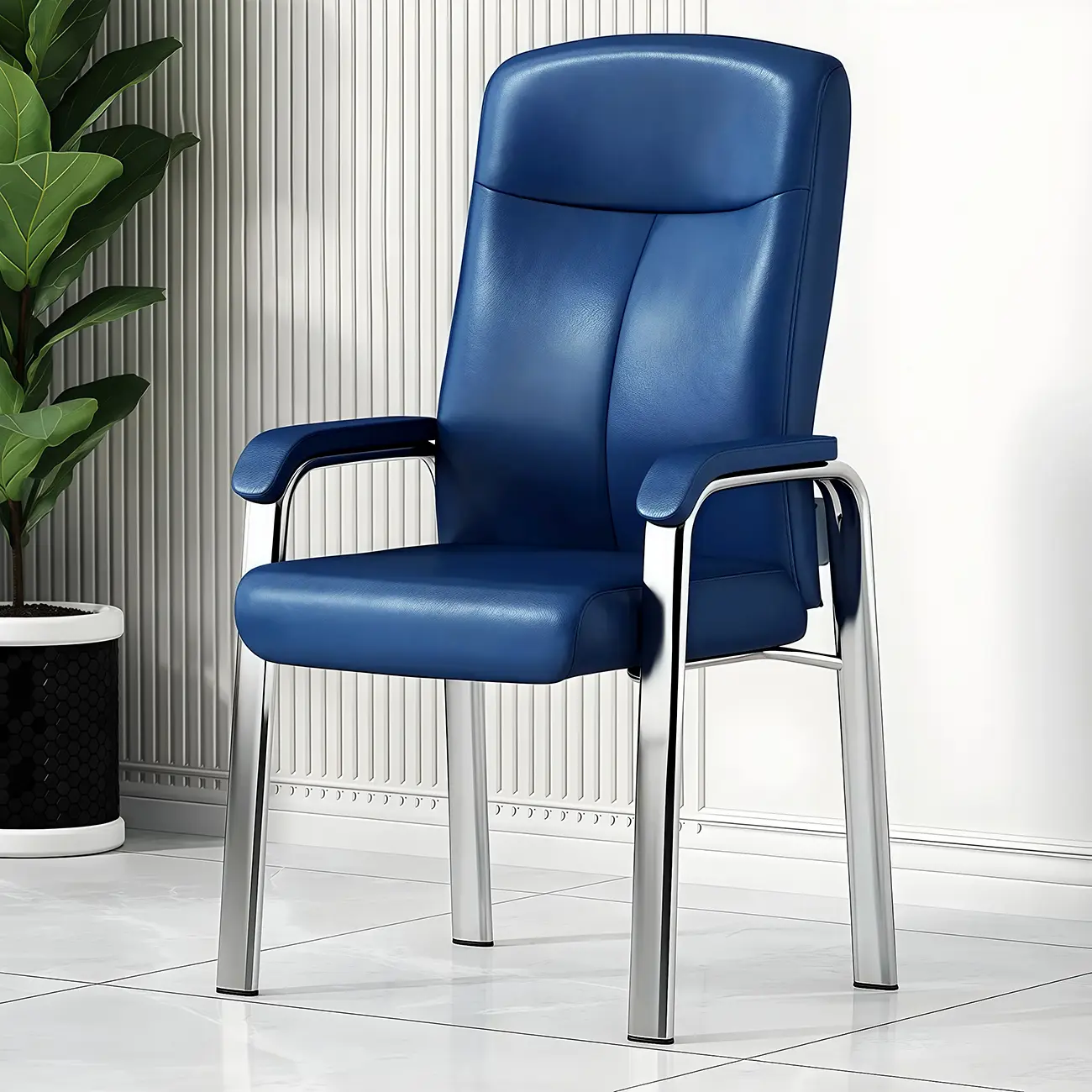 HomeyFad Modern Leather Metal 4-Leg Office Chair with Arms