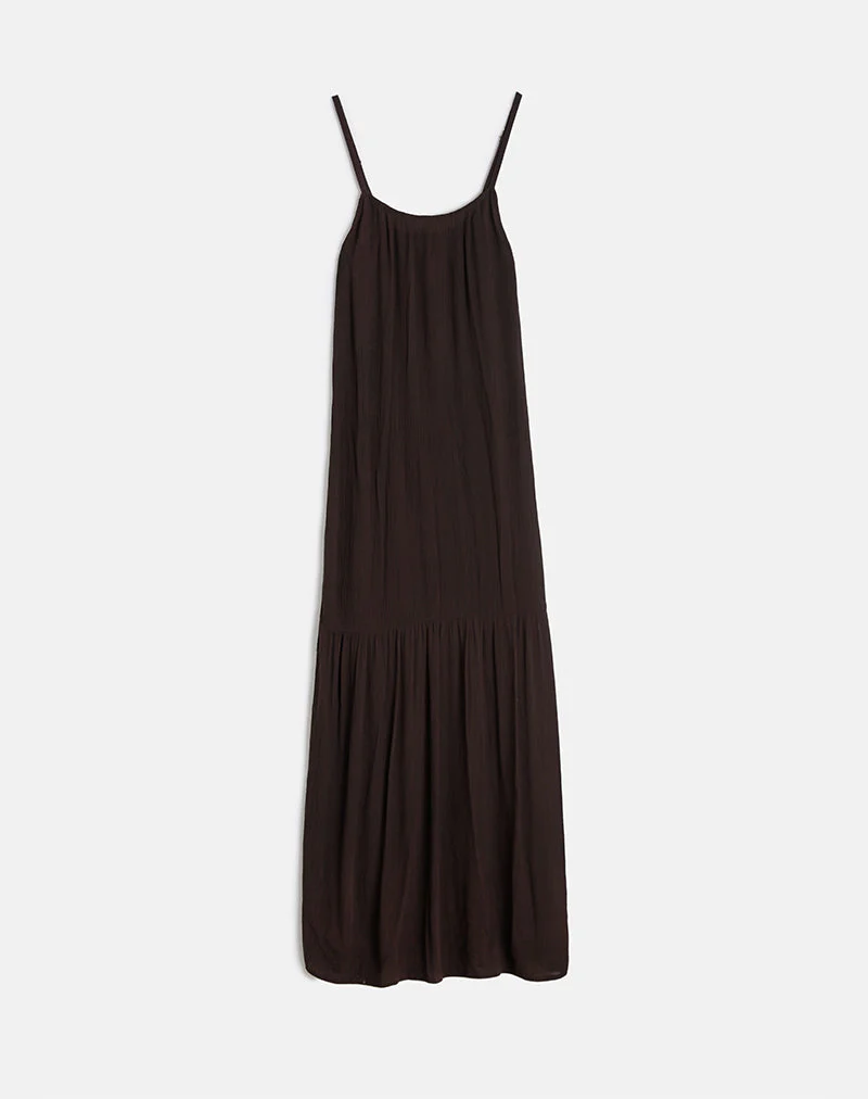 Jenesis Maxi Dress in Crinkle Bitter Chocolate