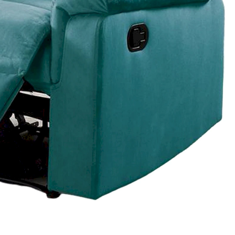 Jessy Manual Recliner Chair, Tufted Cushioned Blue Velvet, Solid Wood