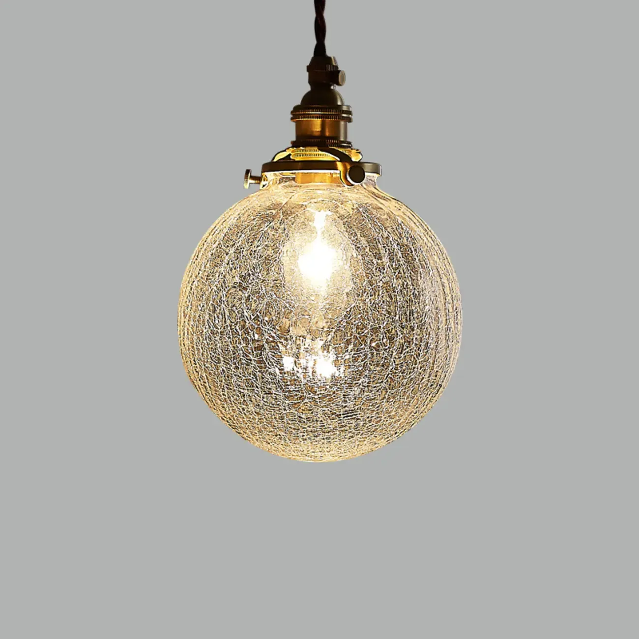 Modern Adjustable Gold Crakle Glass Globe Pendant Light