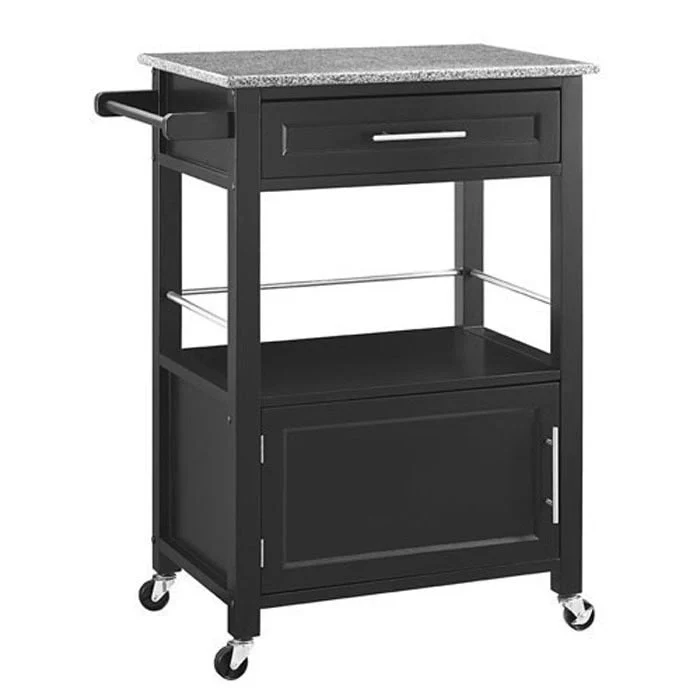 Bigelow Black Wood/ Granite Top Kitchen Cart