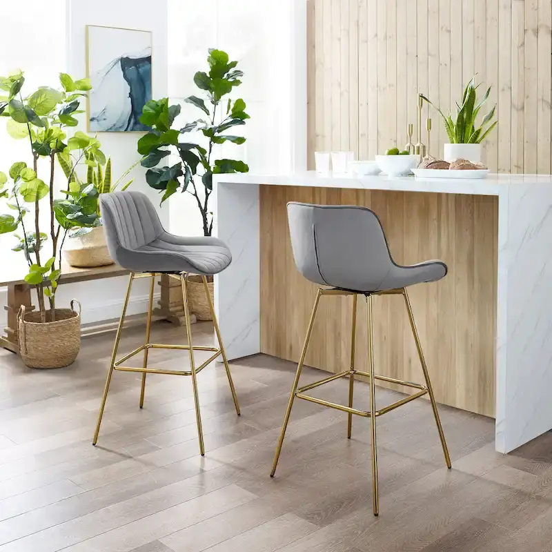 Art Leon Modern Swivel Velvet Barstool (Set of 2)