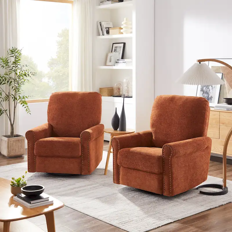 Heido 360 Degree Swivel Glider Manual Recliner Leisure Chair Set of 2