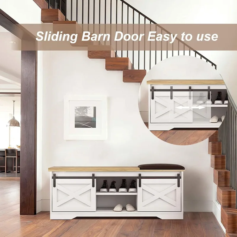 47  Farmhouse Entryway Shoe Bench with Thickened Cushion