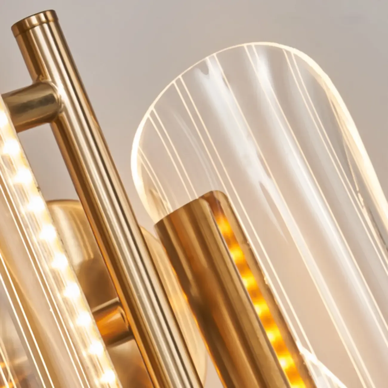 Art Deco Gold Metal and Acrylic LED Wall Sconce