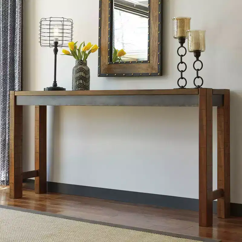 Torjin Counter Height Dining Room Table Brown - Signature Design by Ashley: Urban Industrial, Aged Gunmetal, 3-Seater