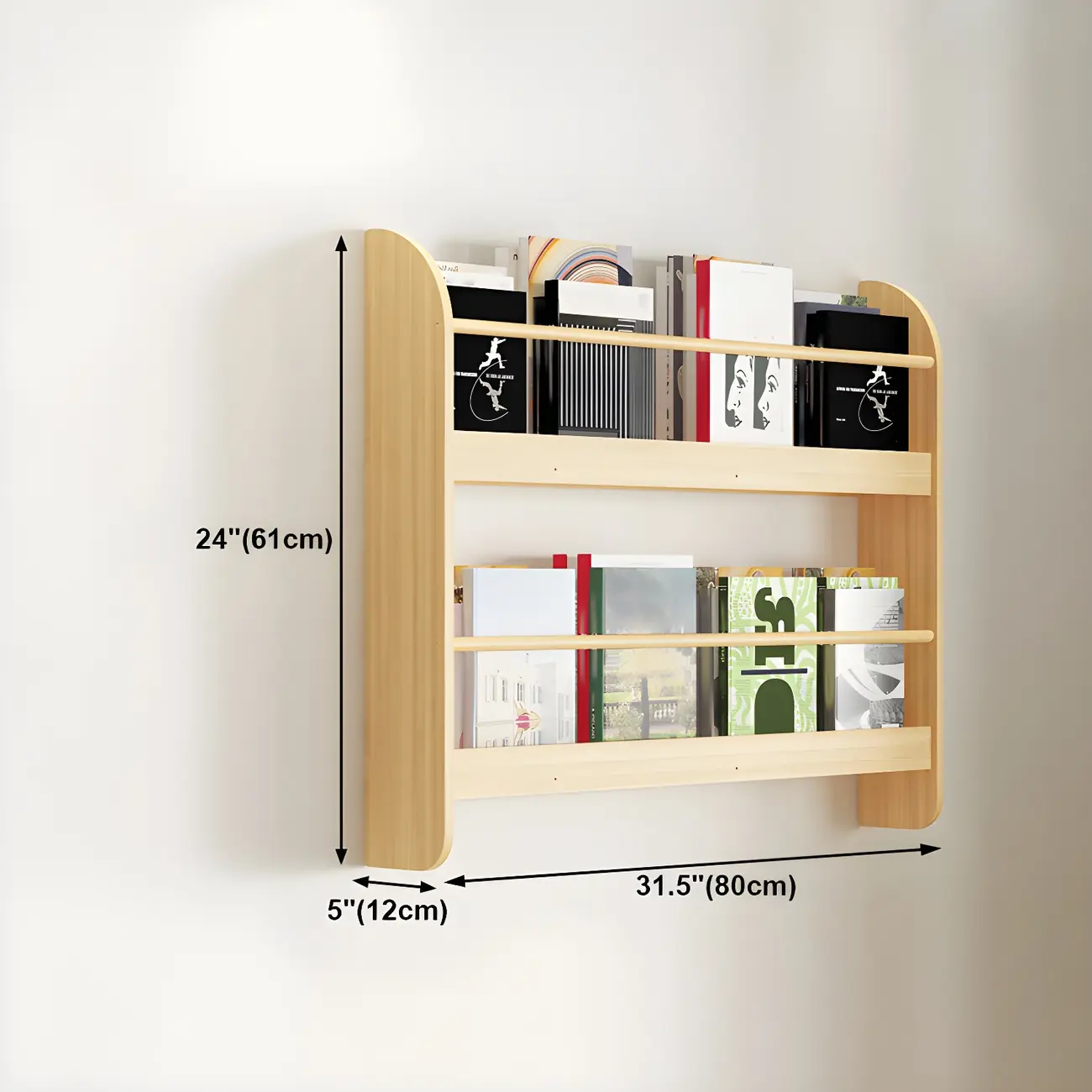 Modern Slim Wood Wall-Mounted Bookshelf