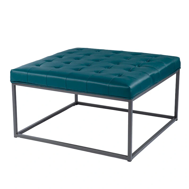 SEI Furniture Healy Faux Leather Tufted Ottoman