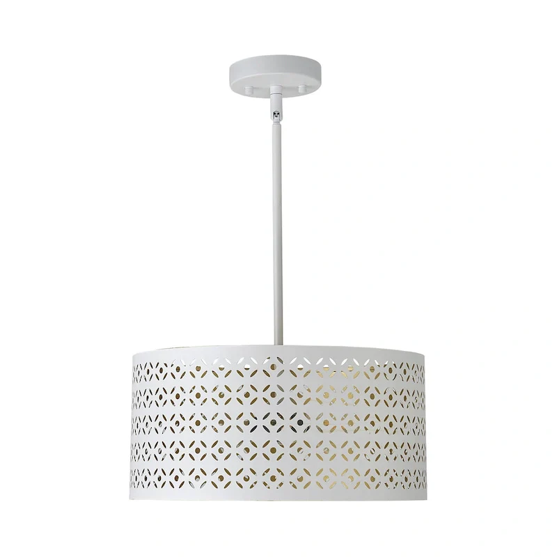 15 inch 3 light white and gold etch ceiling mount light