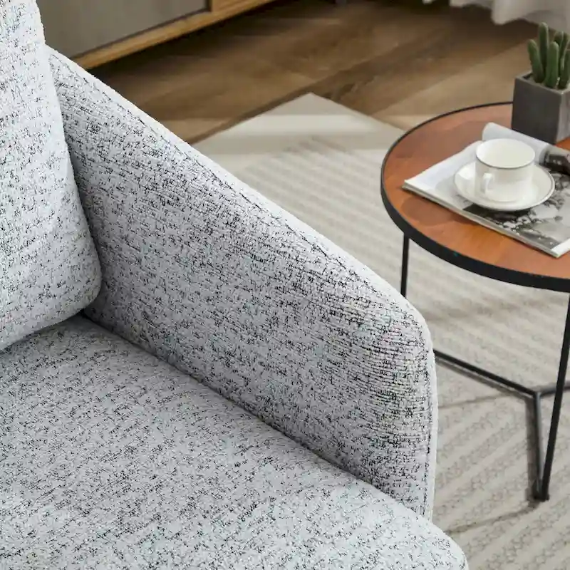 White+Black 31.5  Chenille Swivel Accent Chair with Solid Wood Frame