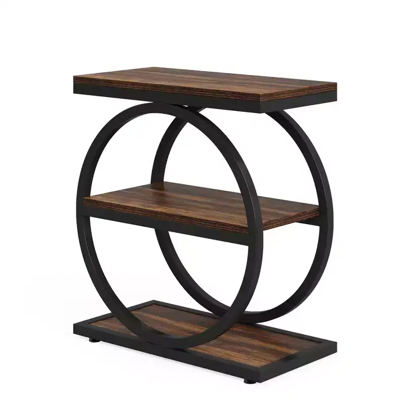 MAYEERTY 2-Pack Rustic Side Table Open Shelf Waterproof Anti-Slip Stable Design