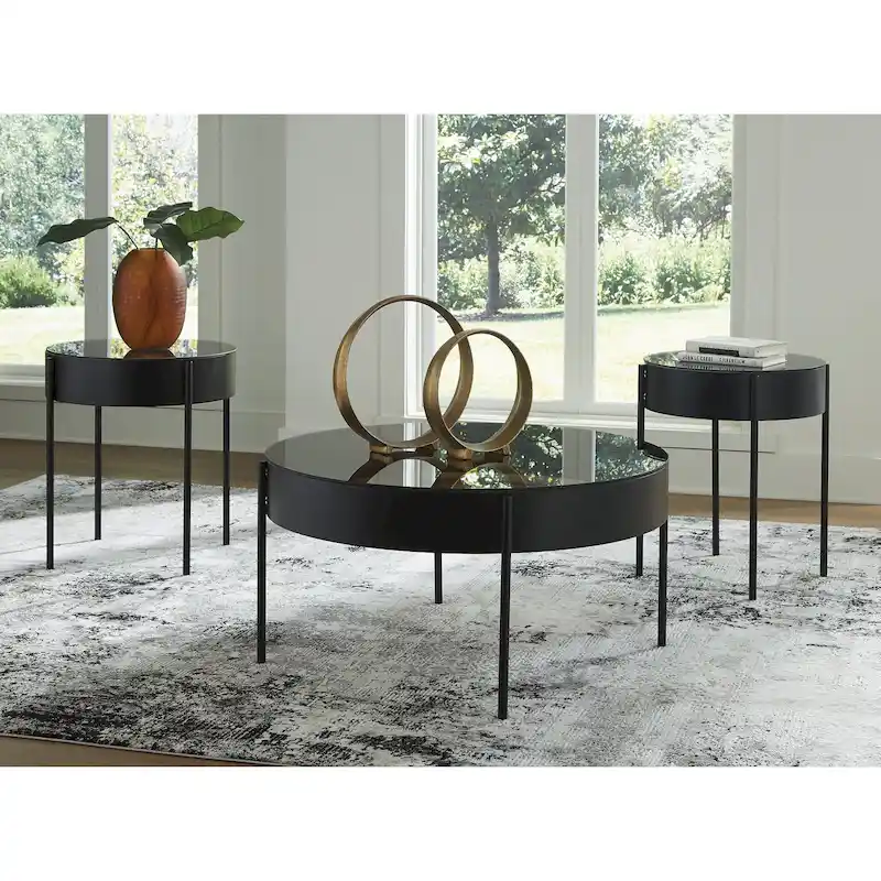 Signature Design by Ashley Ardoline Black Occasional Table Set (Set of 3) - 36  W x 36  D x 18.25  H