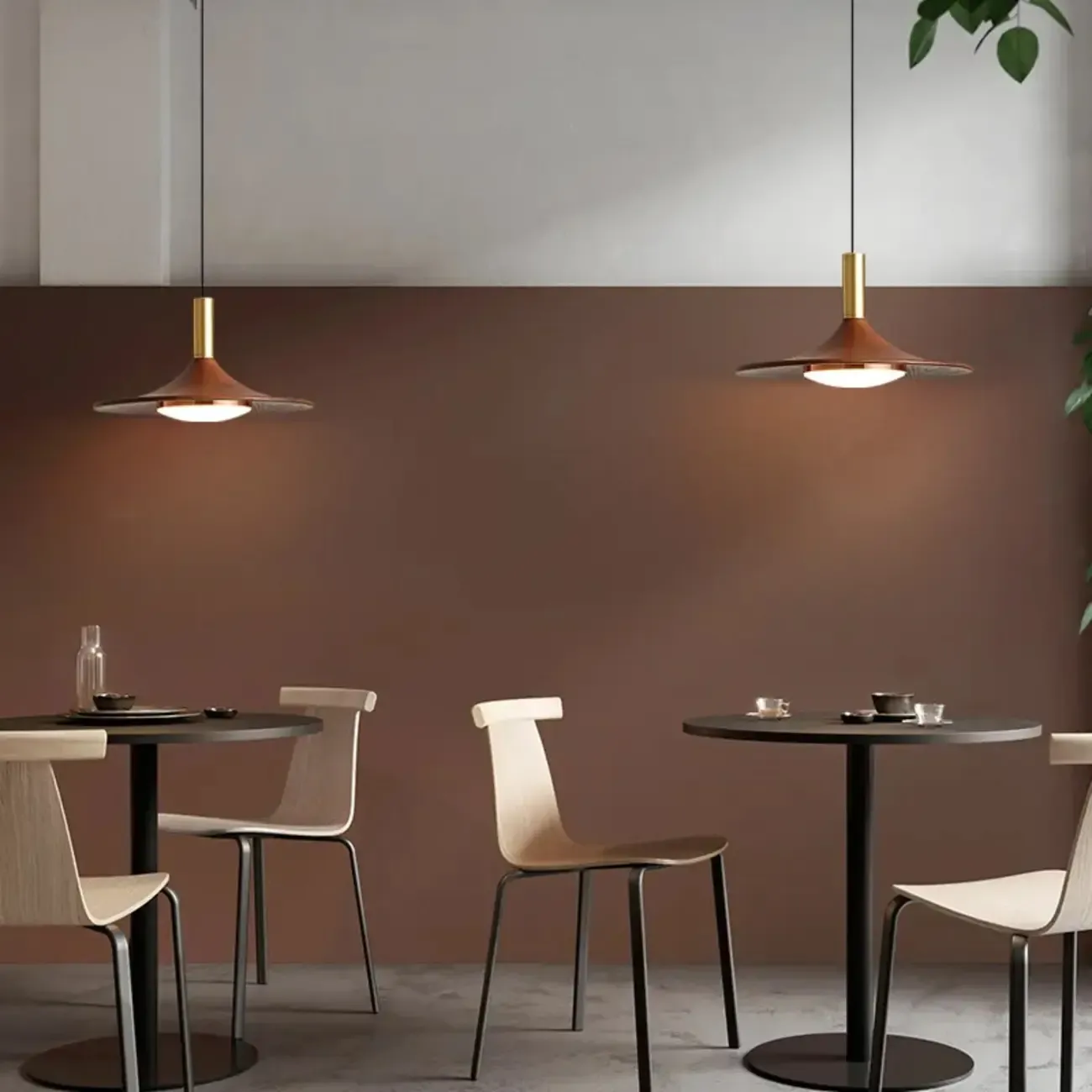 Modern Metal Walnut Acrylic Geometric Pendant Light