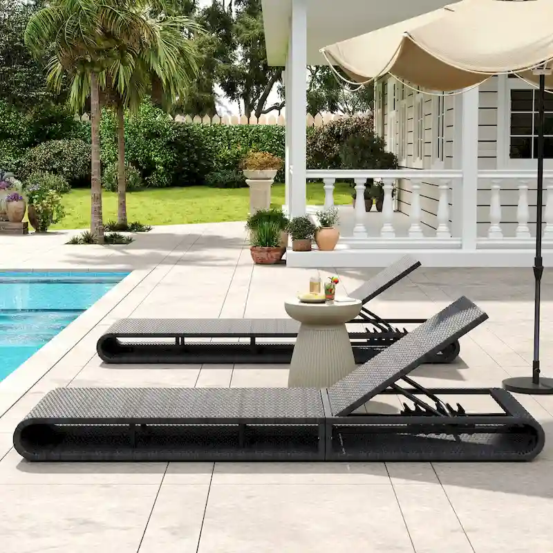 Christopher Knight Home- Angela PE Rattan Outdoor Chaise Lounge Set Of 2