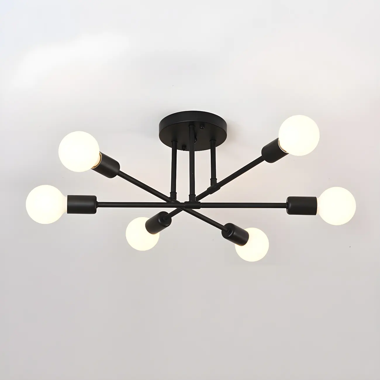 Industrial Linear Sputnik Semi Flush LED Ceiling Light
