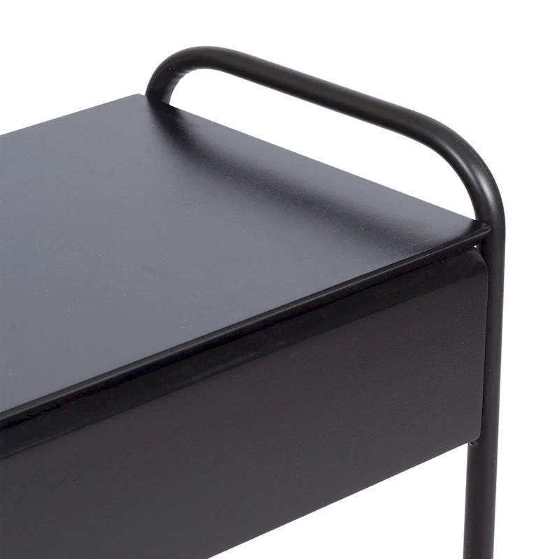 Black Metal Narrow Side Table - 19x9x26 Single User