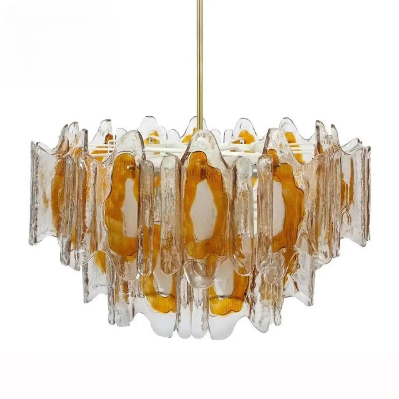 Gold Crystal Glass Flower Modern Linear Chandelier