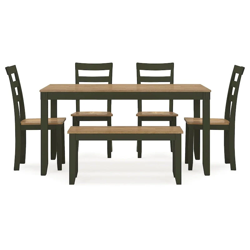 Signature Design by Ashley Gesthaven Dining Table with 4 Chairs and Bench (Set of 6)